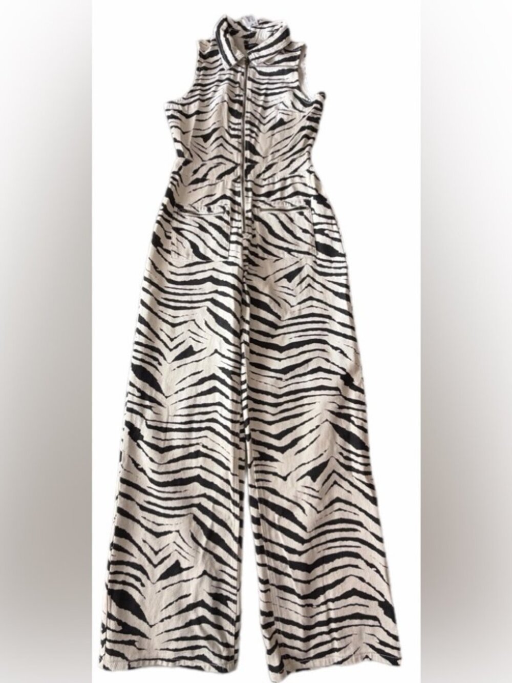 Nasty Gal Zebra Print Sleeveless Jumpsuit size 4 NWT